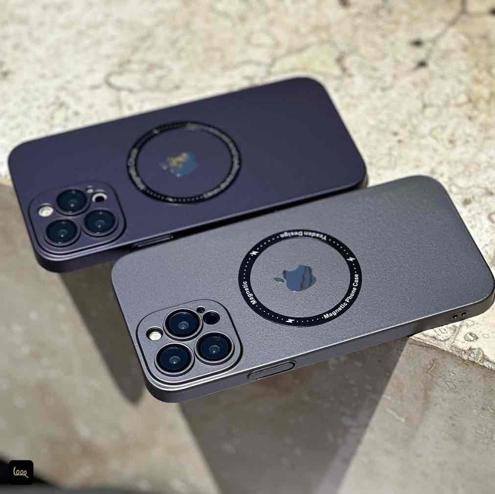 قاب گوشی آیفون مدل Mag Gray رنگ بنفش مات با محافظ لنز و قابلیت مگ سیف